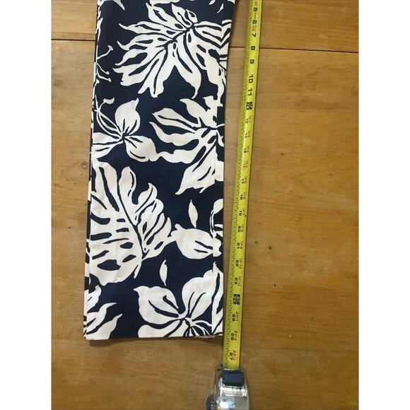 Lauren Ralph Lauren Women Navy/white Floral Print Capri Ankle Pants 10 Stretch - Picture 7 of 12